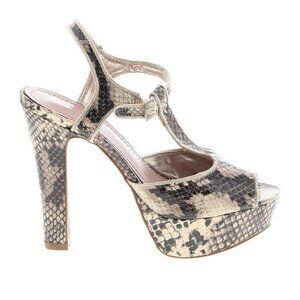 Lulus Pink & Pepper JRLaura Snake Print Platform Heels Size 6.5